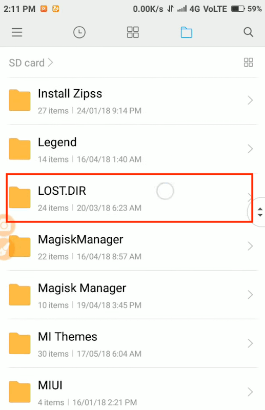 アンドロイドでのLOST.DIR