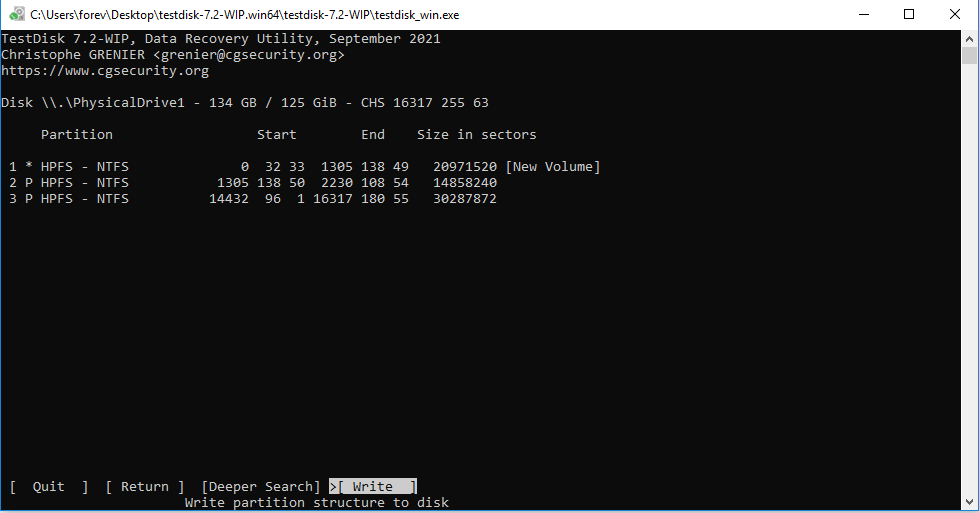 TestDiskはパーティションを回復する