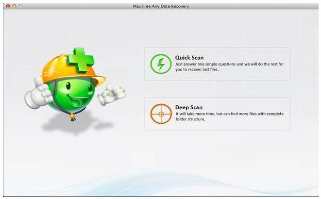 Mac Free Any Data Recovery ソフトウェアのインターフェイス