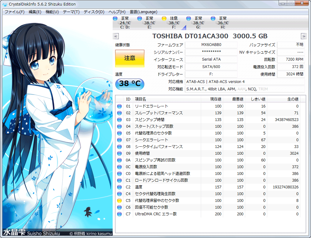 crystaldiskinfoでSSDの健全性をチェックする方法