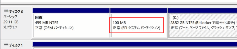 予約パーティションとEFIシステムパーティション